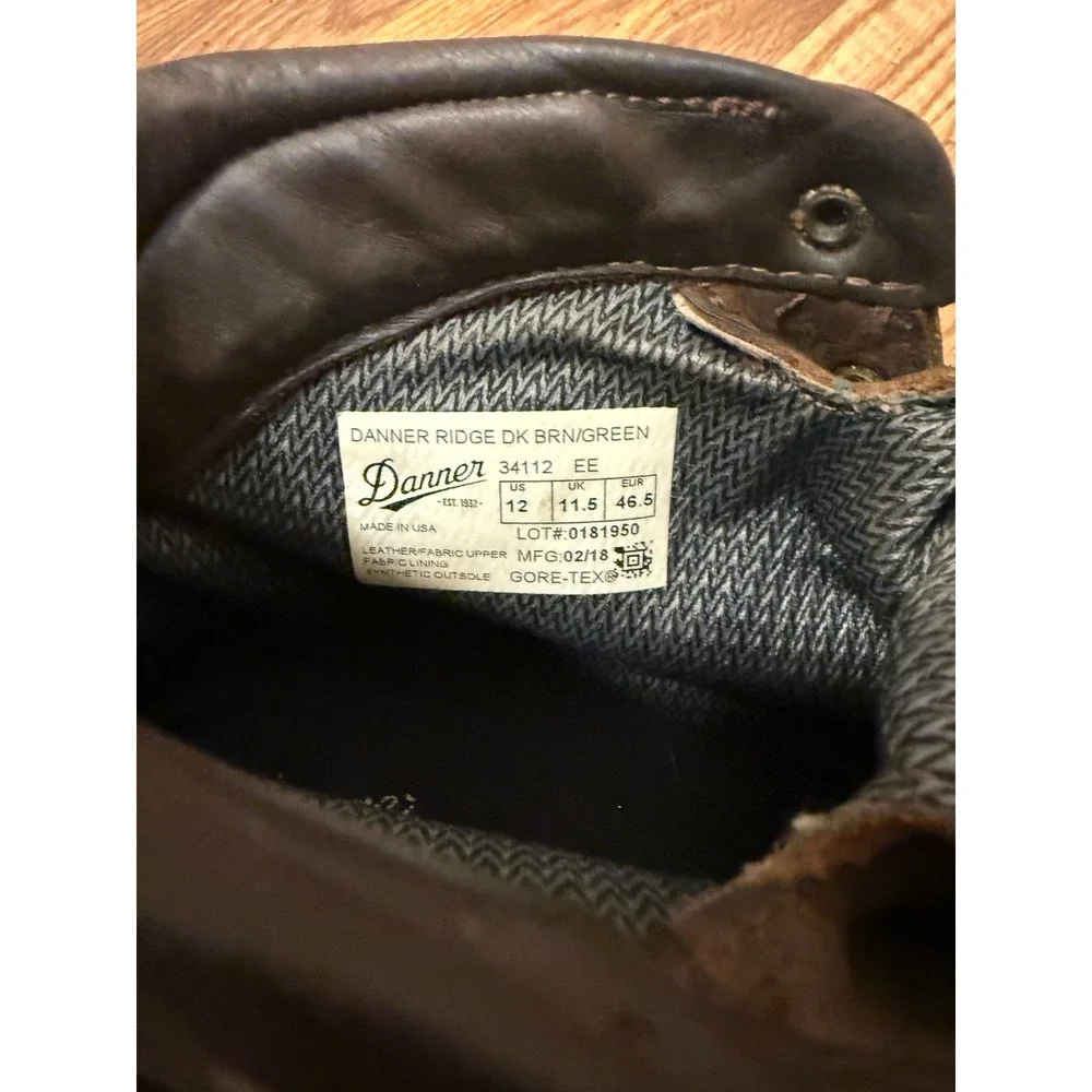 Danner Ridge DK Brown Leather Boots Men 12 EU 46.5 Lace Hunting Outdoor Gore-tex